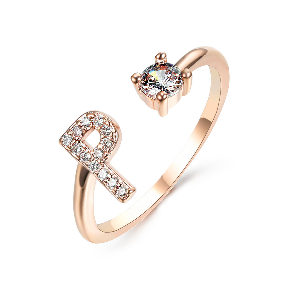 New Design Adjustable 26 Initial Letter Ring Fashion Jewelry For Women Simple Elegant Jewelry New Design Adjustable 26 Initial Letter Ring Fashion Jewelry For Women Simple Elegant Jewelry